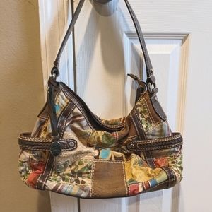 Fossil Shoulder Bag with Floral Patchwork